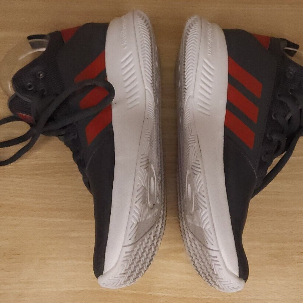 Adidas Boys Grey Red Stripe High Top Sneaker 4 1/2 - Picture 4 of 8